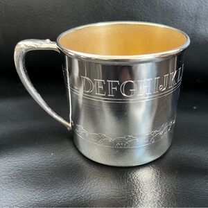 WM. A. ROGERS Vintage Silver Plated Baby Cup ABCs Elephants Oneida Original Box